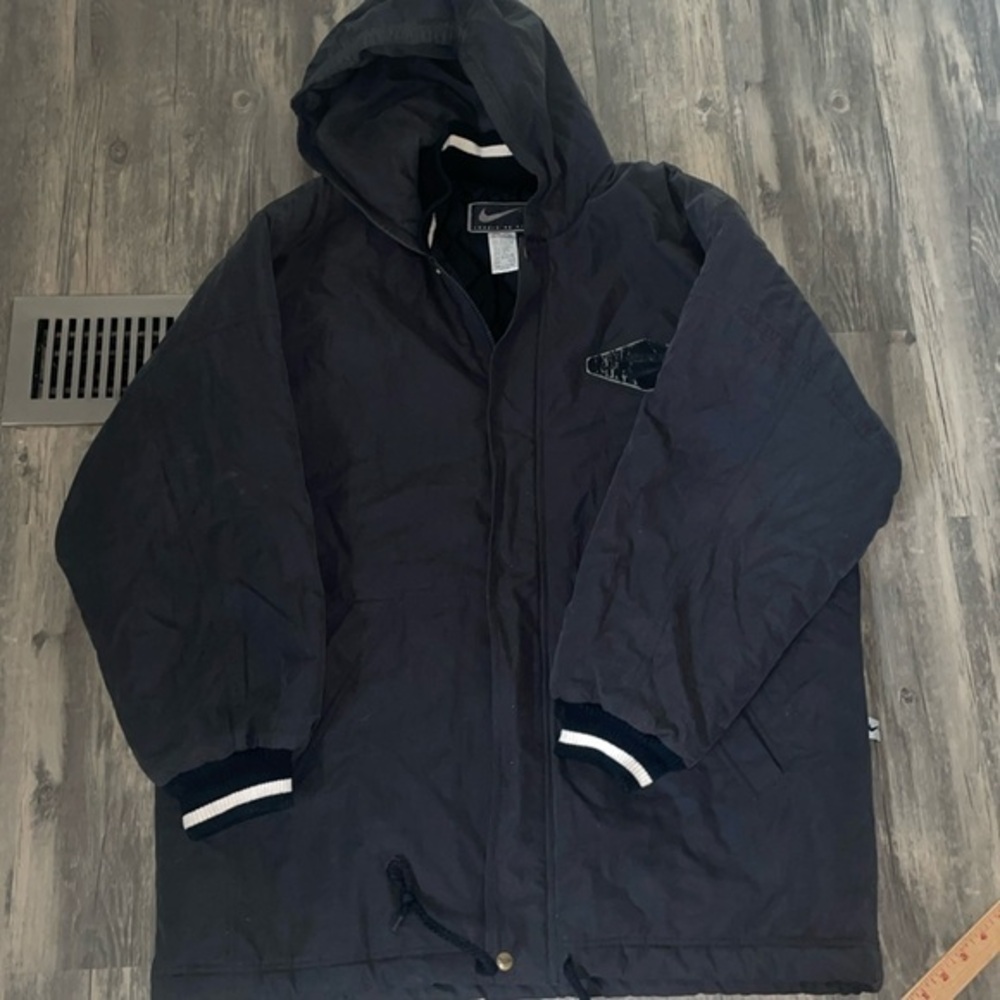 Vintage 90’s NIKE Big Swoosh  PARKA Jacket Black And White Large RARE